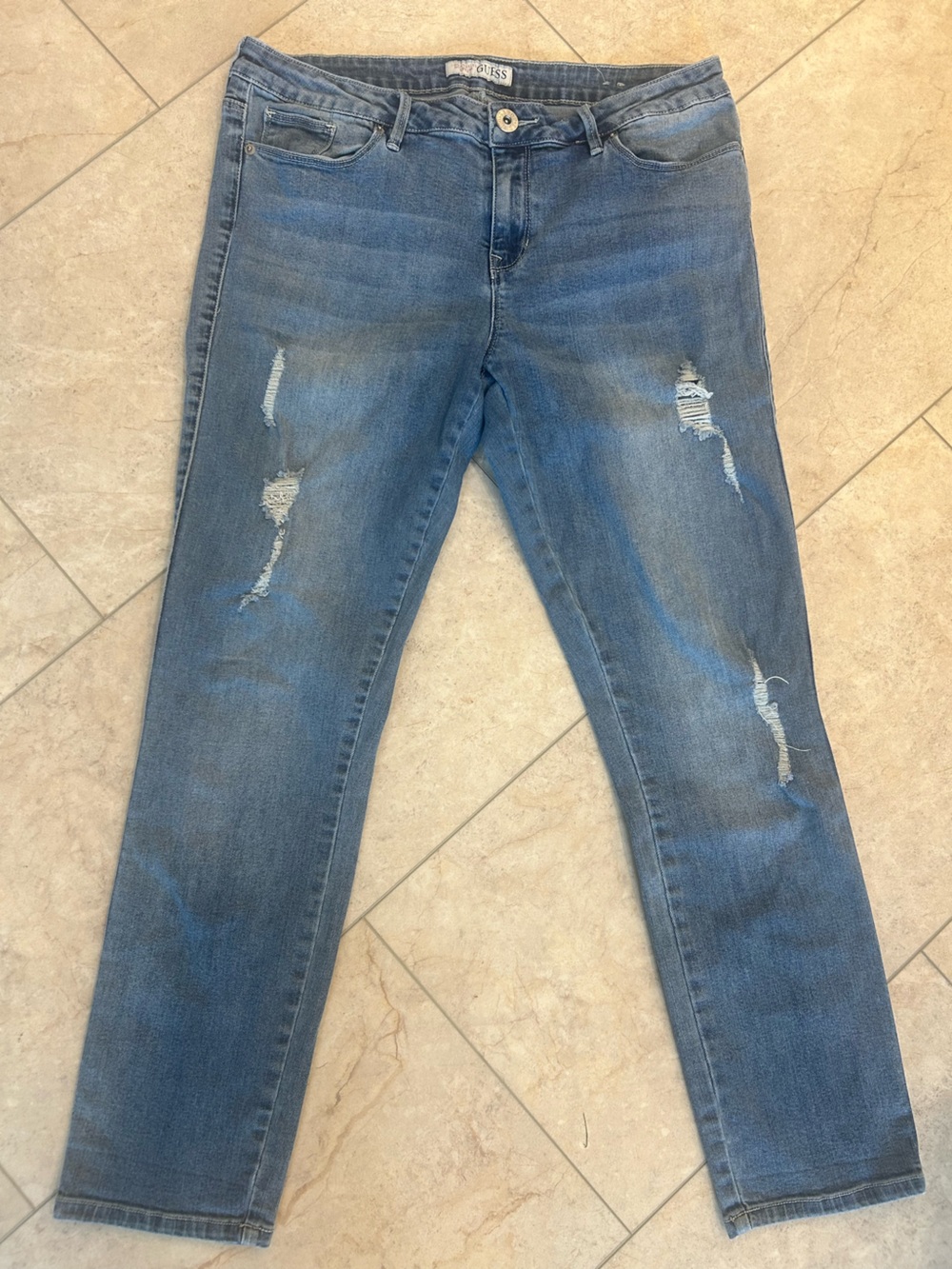 GUESS Skinny Distressed Blue Jeans